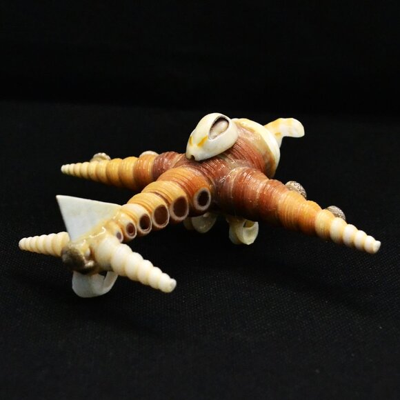 Unique Shell Crafted Airplane Folk Art Nautical Decor Aviation Beach Theme - Picture 4 of 7